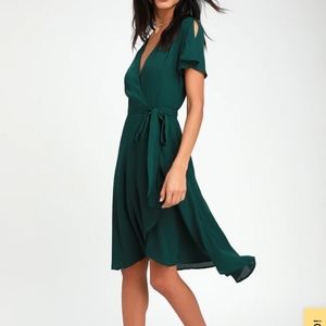 Womens lulus Green Wrap Dress